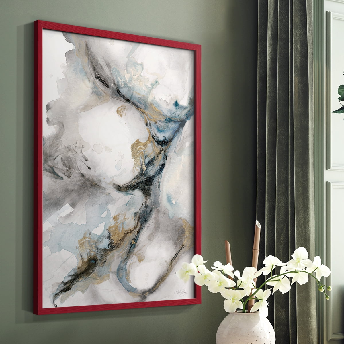 Meandering in Red Solid Wood 8 x 10 Framed Print