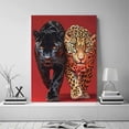 thumbnail image 5 of Mudket Black Panther & Leopard Red Background Canvas Wall Art, Bold Modern Wildlife Wall Pictures for Living Room Print for Office Man Cave Home Decor , Framed Ready to Hang - 12"L x 8"W, 5 of 9