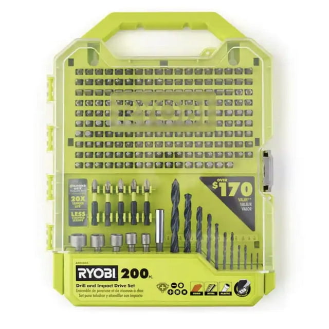 Juego de taladros e impulsores de impacto RYOBI, 200 piezas