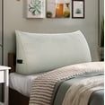 thumbnail image 4 of WOWMAX Large Reading Bed Wedge Pillow, Triangular Upholstered Headboard, Backrest Back Support for Sitting Up in Bed With Removable Linen Ivory Cover, Twin, 4 of 6