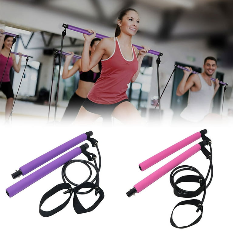 Cheers.US 2Pcs Pilates Bar Pilates Stick with Foot Loop for Yoga