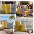 thumbnail image 5 of Yellow Outdoor Waterproof Pillow Covers, Modern Painting Farmhouse Striped Abstract Art Decorative Square Throw Pillowcase Sofa Cushion Sham for Patio/Couch/Chair, 24"x24" 2 Pack, 5 of 8