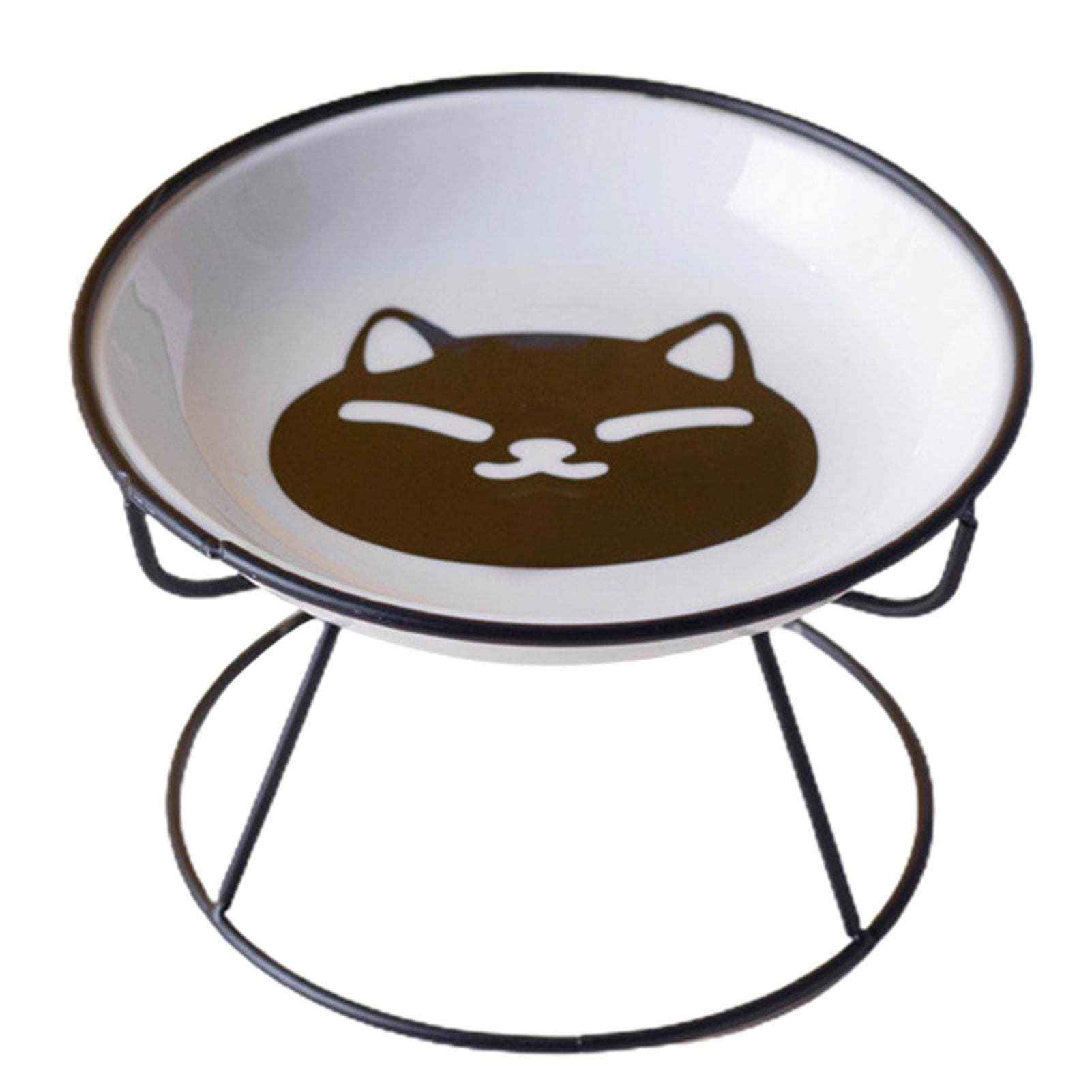 YIFAEUX Elevated Ceramic Cat Bowl Set Anti-Vomit Protect Cervical Vertebrae Indoor Cats Small Pets Colorful Patterns Pet Supplies