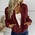 thumbnail image 6 of Uaswgudfs Women's Winter Sherpa Jacket, Zip-Up Lapel Fleece Outerwear, Casual Solid Long Sleeve Plush Coat for Daily, Cold Weather & Layering Wear Wine XL, 6 of 6