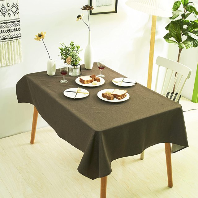 Dabuda Rectangle Tablecloth Waterproof Polyester Table Cloths Wrinkle-Free Washable Table Cover for Dining,picnic,Party,Buffet,Wedding,Indoor and Outdoor(coffee, 55×55 Inch,4seats)