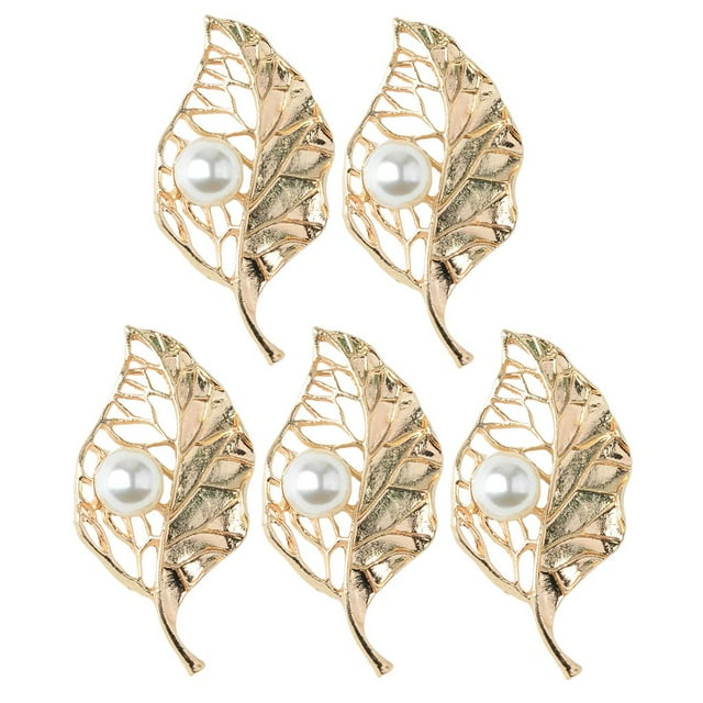5 Piezas de Botones Flatback Elegante en Forma de Hojas de Aleación Conveniente Zulema Encantos de la hoja de perla
