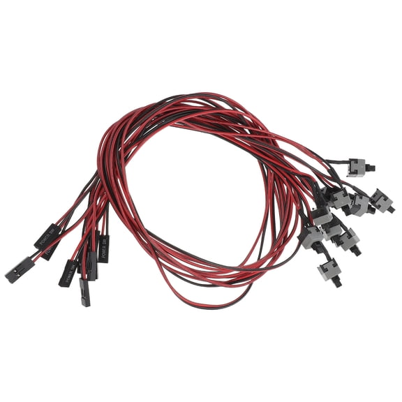 ELAYARD 10Pcs Atx Computer Cord Red on Off Push Button for Power and Reset Computer Case