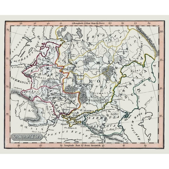 Historic Map - Sarmatia Middle East - Fenner 1830 - 28.01 x 23 - Vintage Wall Art