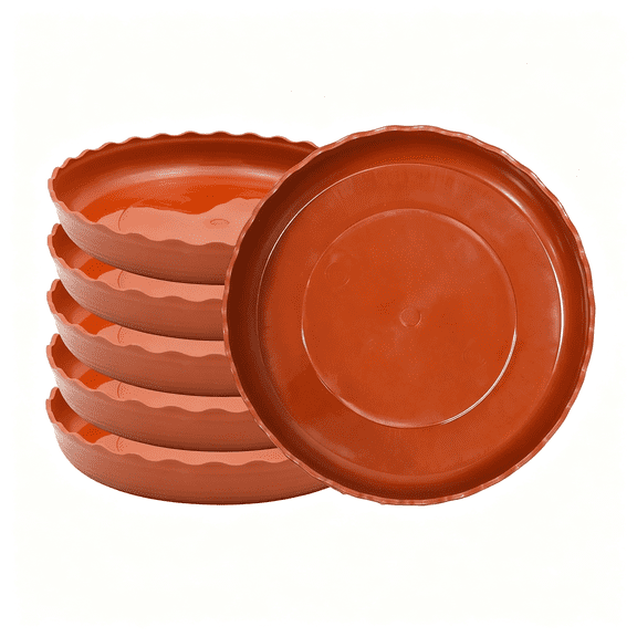 ACDANC Wave Shaped Round Plant Saucer 4 Inch,6 Pack Pant Pot Trays,Plant Saucers for Indoors and Outdoors,Seed Starting Tray,Growing Trays,Terracotta 4 Inch Plant Saucer