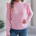 thumbnail image 6 of Ediodpoh Womens Sweaters Solid Round Neck Long Sleeved Stand up Collar Pullover Casual Top Soft Pink L, 6 of 7