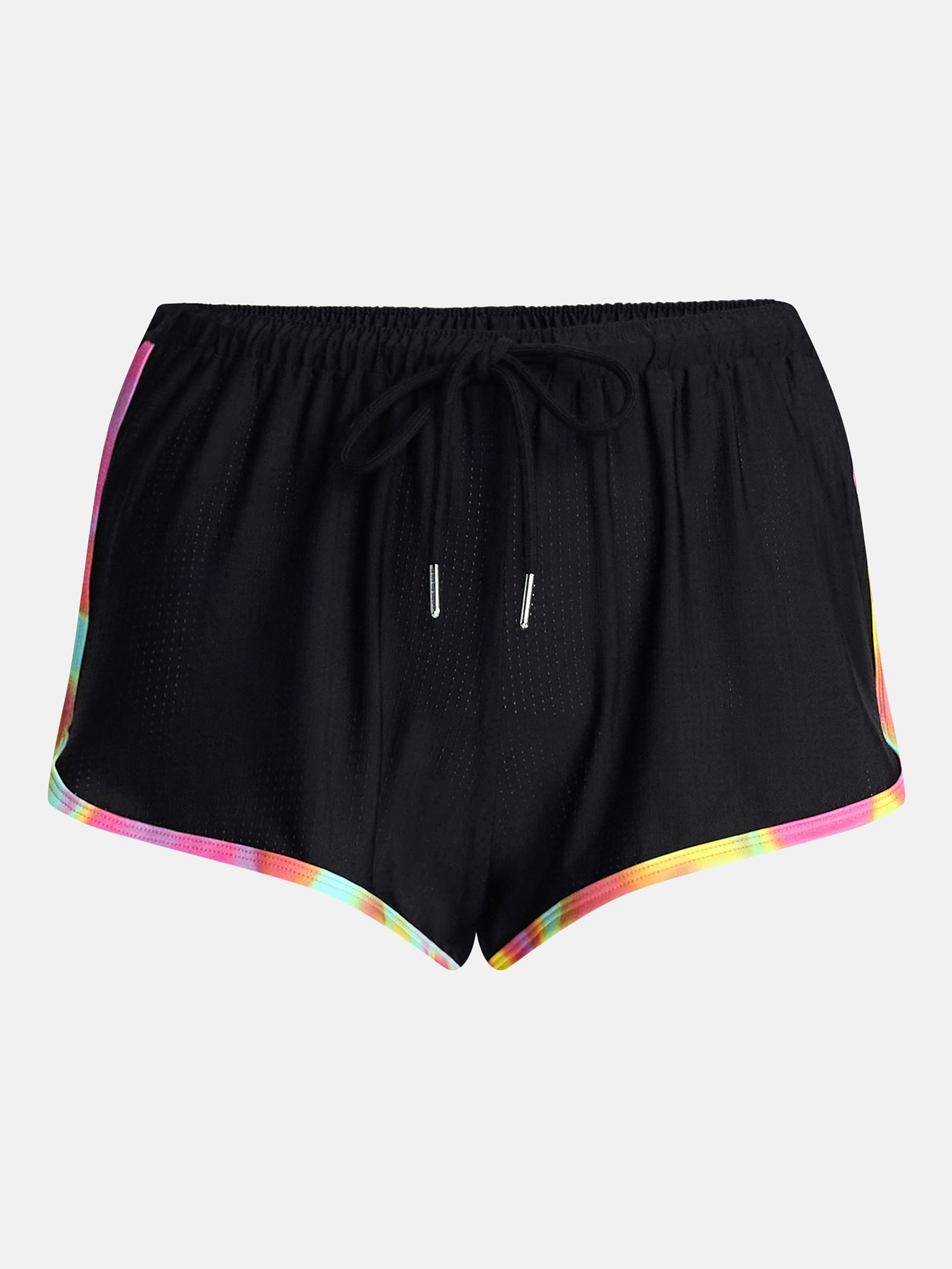 No Boundaries Pride Contrast Binding Mesh Dolphin Shorts, 2'' Inseam, Women's XXS-XXL