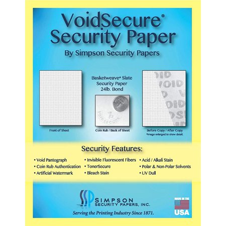 VoidSecure Basketweave Slate Security Paper 8.5 x 11, 500 Sheets by Simpson Security Papers