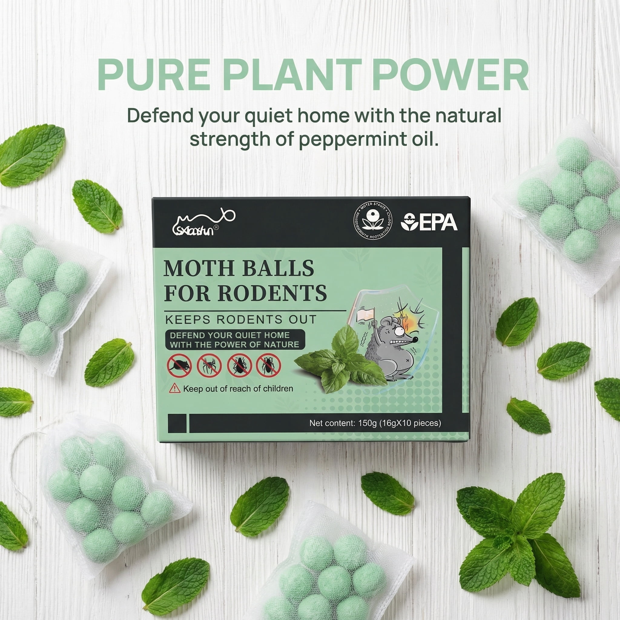 Peppermint Oil Rodent Repellent Balls 10 Pack Natural Mouse Rat Control for Indoor Outdoor Garden Garage Basement Pet Safe Long Lasting