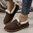 thumbnail image 2 of Zapatos de mujer de piel y cuero, todo en uno, cálidos, con suela gruesa y acolchado de algodón, forrados con vellón, engrosados, sin cordones, estilo retro, Boken, 2 of 6
