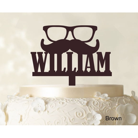 "Personalized Name Cake Topper Personalized Brown Cake Topper Color Option Available 5""-7"" Inches Wide"