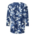thumbnail image 4 of Women's Tops Plus Size Fashion Printed Round Neck Three Quarter Sleeve Loose T-Shirt, 4 of 5