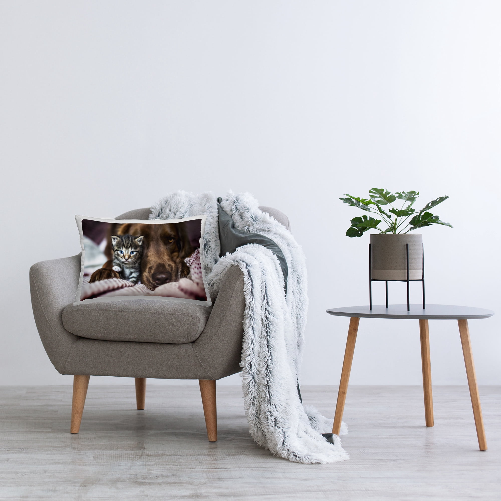 Stupell Industries Kitten & Dog Friendship Decorative Printed Throw Pillow Design by Natalie Grosse