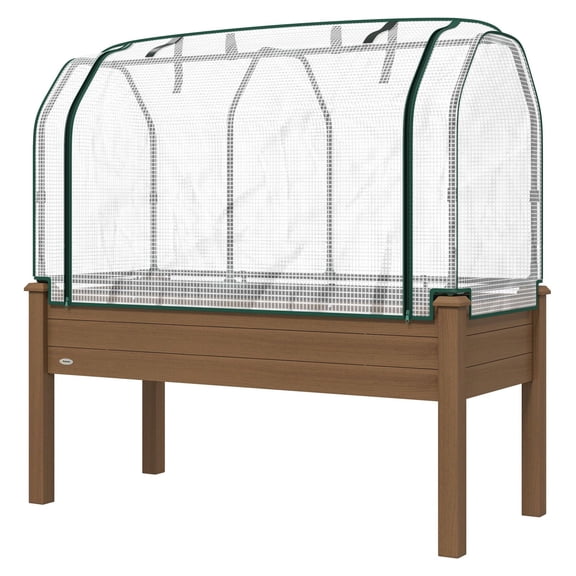 YYDSBNHH Raised Garden Bed with PE Greenhouse Cover Outdoor Planter Box for and Vegetables, x 22 x 46 inch, Brown