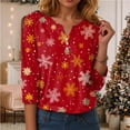 thumbnail image 4 of larppty 3/4 Length Sleeve Womens Tops V Neck T Shirts Dressy Casual Basic Christmas Print Tees 2025 (Red, M), 4 of 9