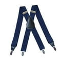 thumbnail image 5 of Men's Suspenders 4 Clips Elastic Straps 1.38 Inch Wide Solid Color Adjustable Heavy Duty Pants Adult Suspenders for Men Dark Blue, 5 of 7