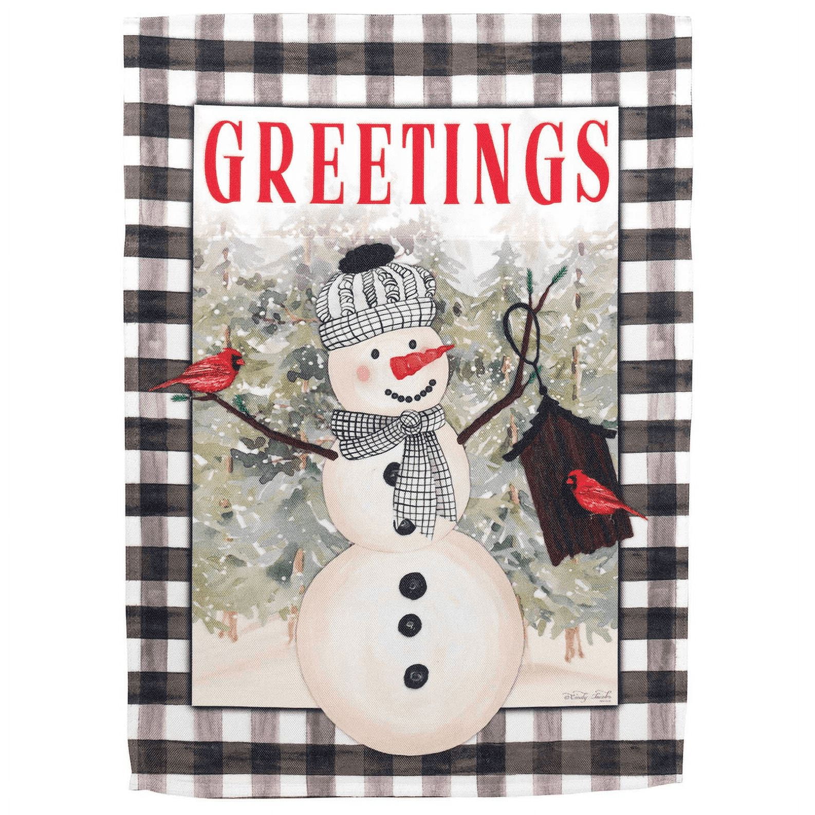 Magnolia Gardens M080172 13 x 18 in. Snowman Garden Flag with Cardinals Polyester