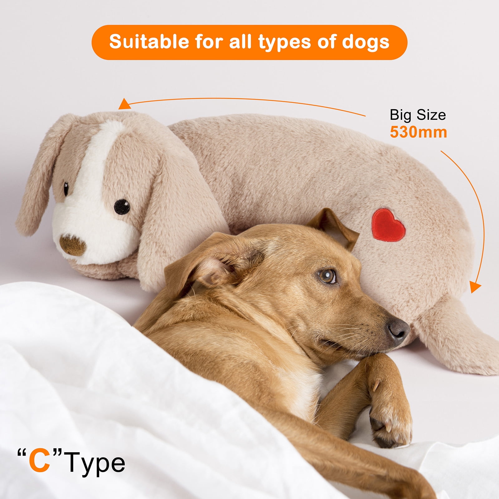 Moropaky Heartbeat Toy for Puppy Dog Pet Anxiety Relief Sleep Aid Cuddle Comfort Calming Crate Kennel Training, Puppy Essentials Brown