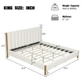 thumbnail image 3 of Christopher Knight Home Modern Boucle King Bed Frame, Vertical Stripe Headboard, Solid Wood, White, 3 of 7