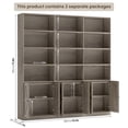 thumbnail image 3 of Homfa Triple Row 4 Tier Bookcase with Door, 70" Wide Large Bookshelf with 12 Display Cubicles, 72" Tall Farmhouse Bookcase for Home Office Living Room, Antique Gray, 3 of 7
