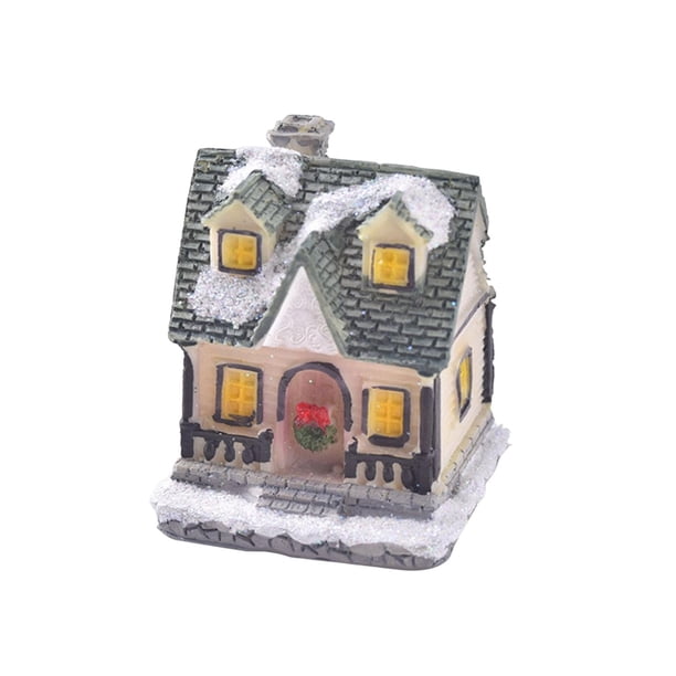 Christmas Snow Village Adornos LED Figurilla Casa de vacaciones para el dormitorio del hogar Estilo B Yuyangstore Casa de pueblo