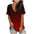 thumbnail image 2 of XIAfhje Womens Summer Tops V Neck Short Sleeve Basic Tee Casual Loose Fit Gradient Color T-Shirt Soft Comfy Blouse Tunic Tops, 2 of 4