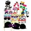 58 Pcs Valentine'S Day Photo Booth Props Mustache Lips On Stick Photo Booth Wedding Glasses Paper Funny Mask Party Decoration