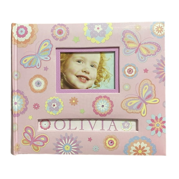 K & Company Frame A Name Personalize Pink Butterfly & Flowers 200 4x6 Photo Album (letters not incldued)