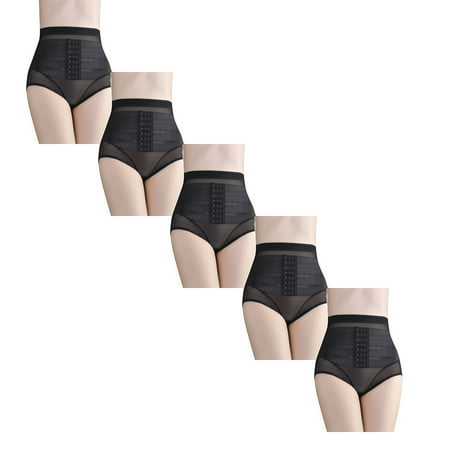 

Womens Underwear Brief Lace High Waist Shapewear Waist Trainer Corset Panties5PC