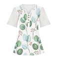 thumbnail image 4 of Blusa informal de manga corta con cuello en V y malla de encaje con estampado floral para mujer OAVQHLG3B Store  lin121212, 4 of 4