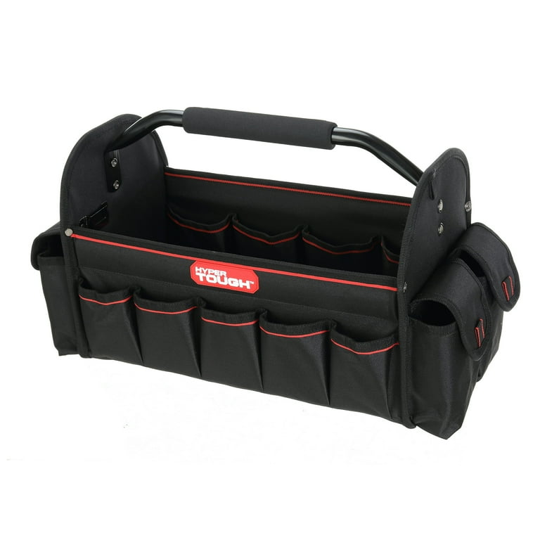 Hyper Tough 16-Inch Open Top Tool Tote with 20 Pockets, Steel