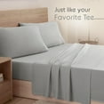 thumbnail image 2 of Vellux Jersey Knit 3-Piece Twin Sheet Set, Cotton Blend, Grey, 2 of 5