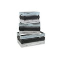 thumbnail image 3 of Contemporary Home Living Set of 3 Black and White Distressed Finish Rectangular Slatted Crates, 3 of 8