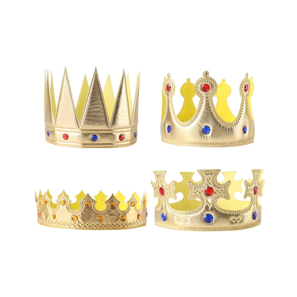 King Birthday Kids Party Gold Boys Prince Hats Queen Tiara Costume
