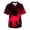 Red, variant on Leidass Men's V Neck Short Sleeve Halloween Print Chest Pocket Scrub Top Comfortable Patchwork Style Work Shirt Blue L