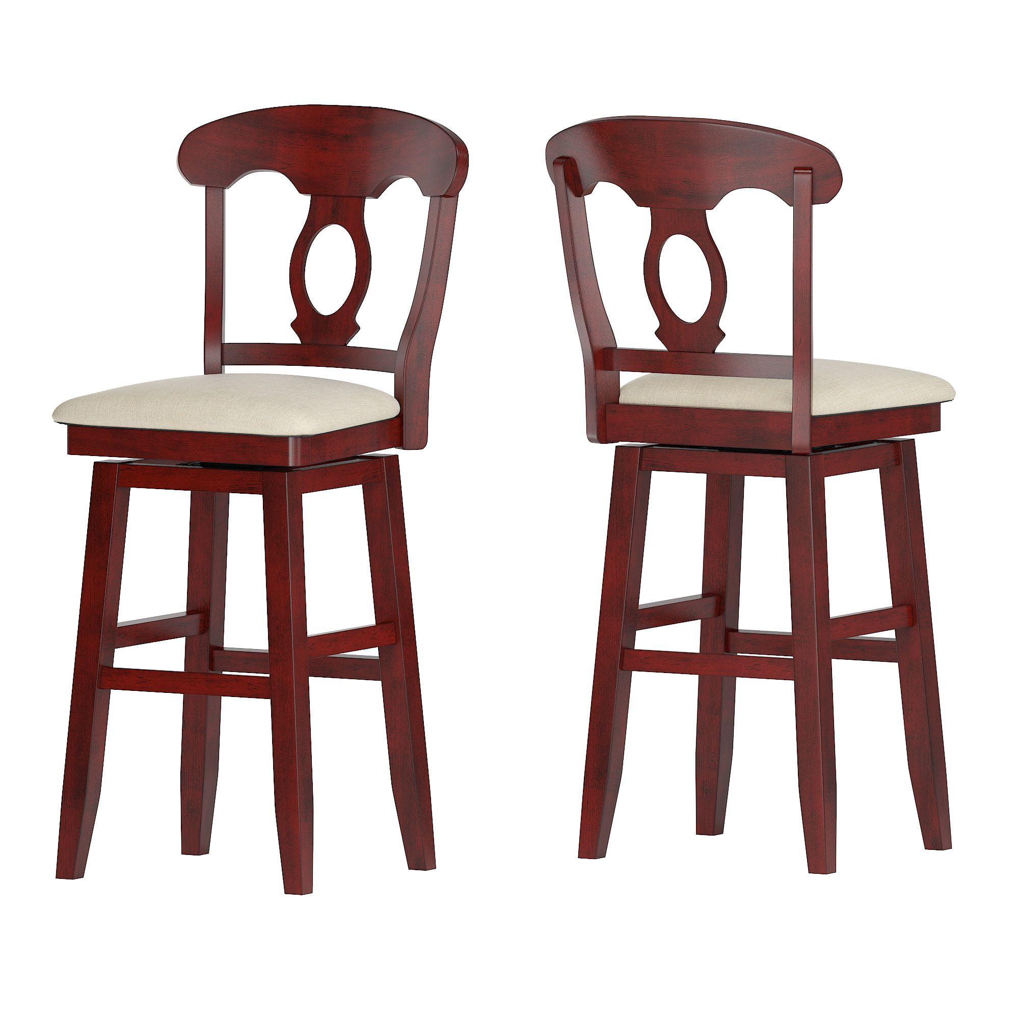 Weston Home Sheena Napoleon Back Wood Swivel Bar Stool, Antique Berry