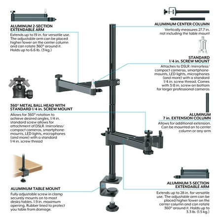 Bower - Camera Desk Mount Stand
