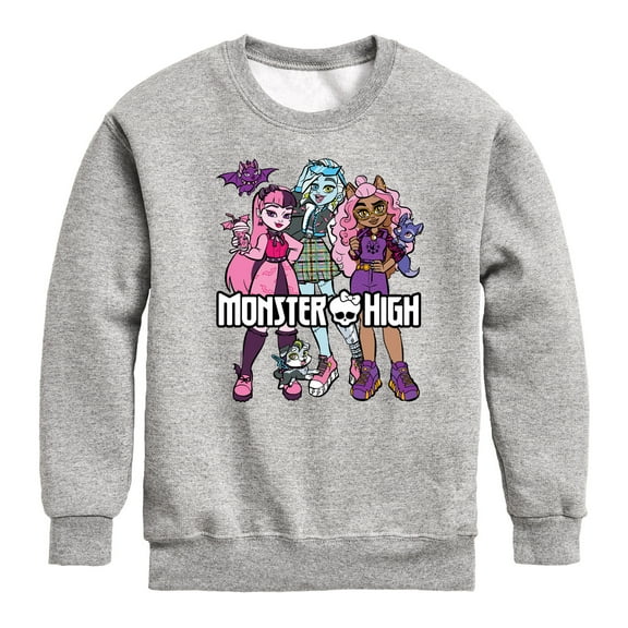 Monster High - Group With Pets - Toddler And Youth Crewneck Fleece Sweatshirt