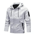 thumbnail image 2 of UVEASISHA Mens Bomber Rain Jacket Lightweight Waterproof Windproof Raincoat with Hood Military Tactical Jacket Performance Windbreaker Jacket Todays Daily Sales B-White L, 2 of 7