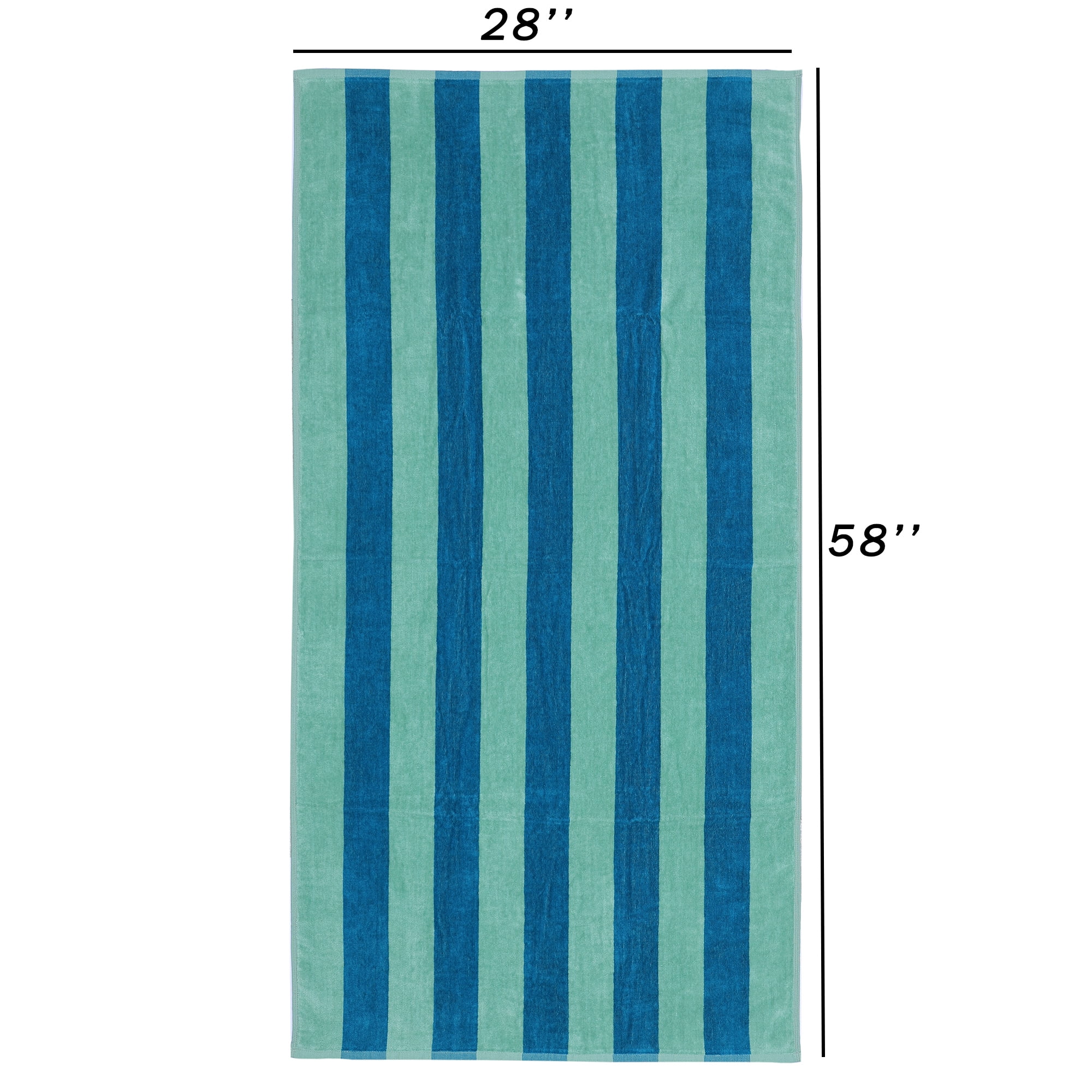 Mainstays Cabana Stripe Cotton Blend Beach Towel, 58" x 28", Teal & Green