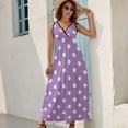 thumbnail image 5 of Light Purple And White Polka Dots Pattern Womens Night Club Maxi Dress V Neck Sleeveless Bohemia Long Dresses, 5 of 9