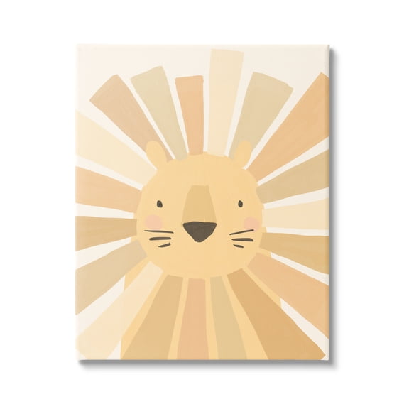 Stupell Industries Lion Quirky Striped Mane Soft Yellow Portrait Canvas Wall Art, 36 x 48, Design by Heather McLaughlin