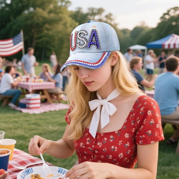 Independence Day Hat, Adjustable Patriotic Baseball Cap with USA Flag Embroidery, Classic Red White Blue Design for 4th of July Celebrations, Perfect for Men Women Adults, 4th Of July Hat