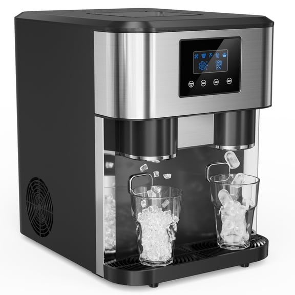 Friwest 3 In 1 Countertop Ice Maker Water Dispenser, Bullet Ice, Crushed Ice & Cold Water, 33Lbs/24H, SelfCleaning, Dual Water Fill, Compact for Home Kitchen Party RV