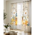 thumbnail image 5 of Daisy Spring Floral Sheer Curtains 63 Inch Length 2 Panels Set for Living Room/Bedroom, Farmhouse Botanical Bees Elegant Kitchen Curtains Grommet Semi-Sheer Curtains Window Treatments 42"x63"x2, 5 of 7