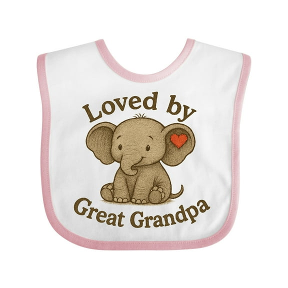 Inktastic Loved by Great Grandpa Elephant Heart Boys or Girls Baby Bib